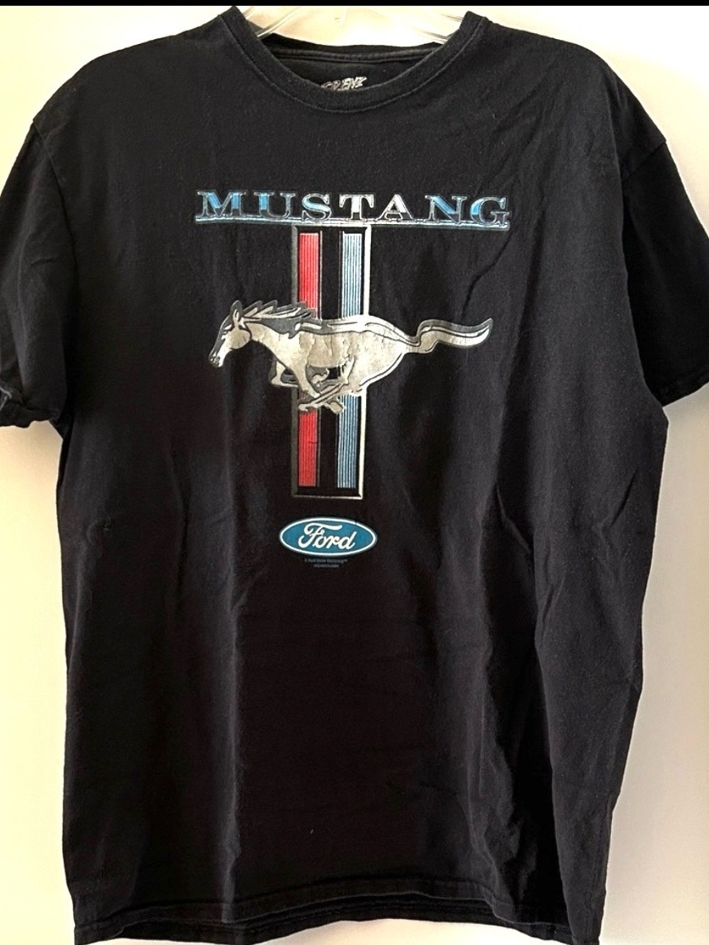 Trenz Men’s Large Ford Mustang Logo Horse Graphic Short Sleeve Black T Shirt
